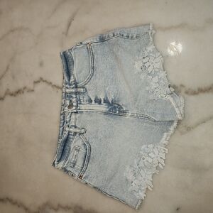 Wild Fable Blue and White Jean Shorts Distressed High-Waisted